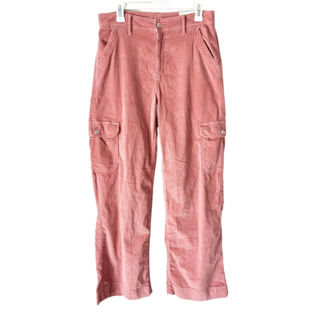 American Eagle Super High Rise Baggy Wide Leg Corduroy Cargo Pants 8 Long NWT